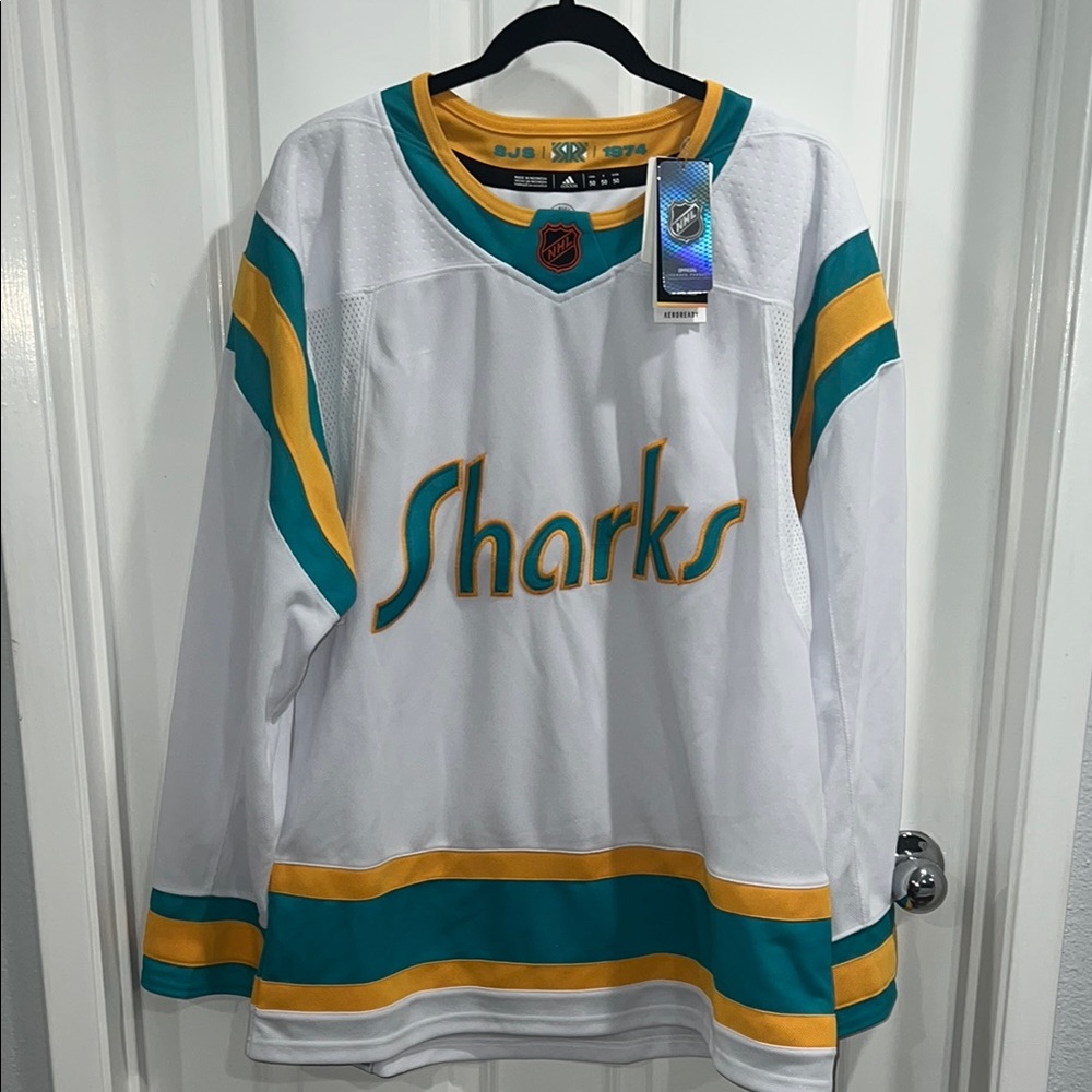 NWT Adidas San Jose Sharks Reverse Retro 2.0 Blank Hockey Jersey